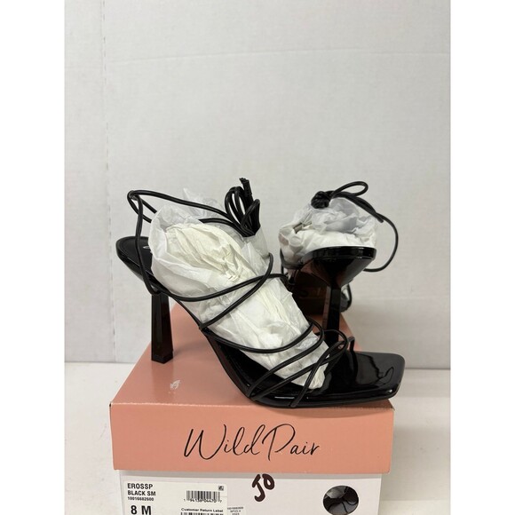 Wild Pair Women’s Eross Black Lace up High Heel Dress Sandals Gladiator Size 8M - Picture 1 of 5